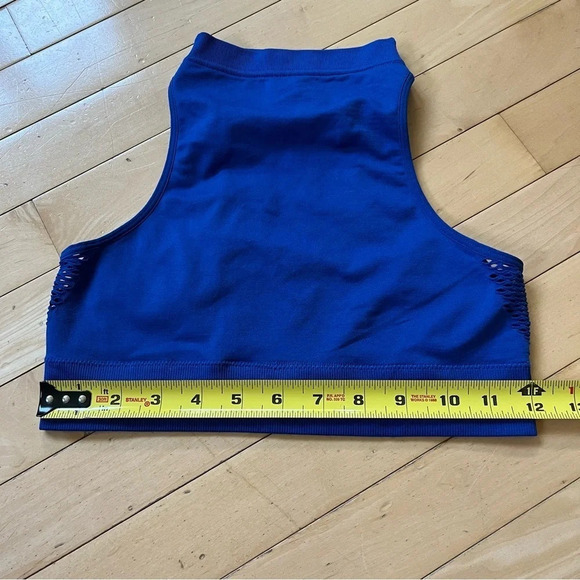Aerie Women’s M Blue Mesh Comfort Unpadded Seamless Racerback High Neck Bralette - Picture 5 of 6